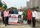 चार मूर्ति अंडरपास की धीमी रफ्तार के खिलाफ नेफोमा का प्रदर्शन, जल्द निर्माण पूरा करने की मांग