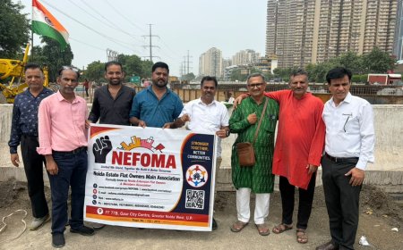 चार मूर्ति अंडरपास की धीमी रफ्तार के खिलाफ नेफोमा का प्रदर्शन, जल्द निर्माण पूरा करने की मांग