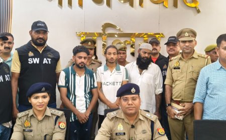 वेव सिटी पुलिस की बड़ी कार्रवाई: मुठभेड़ के बाद 5 आरोपी गिरफ्तार, 10.05 लाख रुपये बरामद