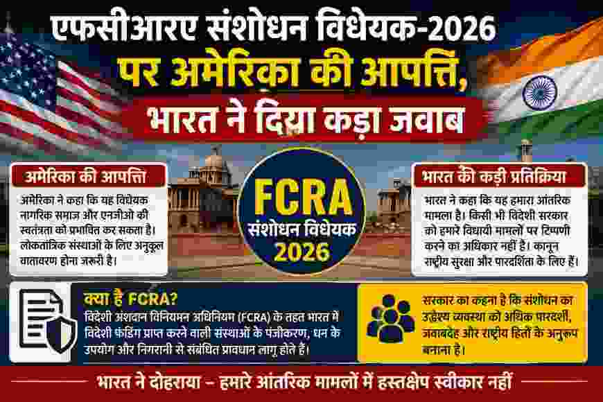 एफसीआरए संशोधन विधेयक-2026 पर अमेरिका की आपत्ति, भारत ने दिया कड़ा जवाब