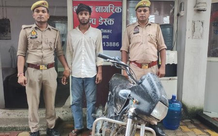 मोदीनगर पुलिस की कार्रवाई: चेकिंग के दौरान वाहन चोर गिरफ्तार, चोरी की मोटरसाइकिल बरामद