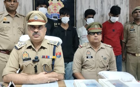 नोएडा 63 थाना, नोएडा में मोबाइल लूट गिरोह का खुलासा, 4 आरोपी गिरफ्तार; 24 मोबाइल, लैपटॉप और हथियार बरामद