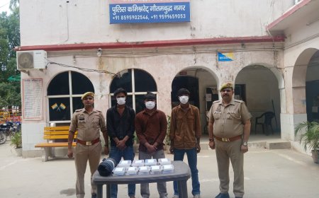 नोएडा: साइबर ठगी करने वाले गिरोह का भंडाफोड़, 3 आरोपी गिरफ्तार; 29 पासबुक, 23 चेकबुक और 22 सिम कार्ड बरामद