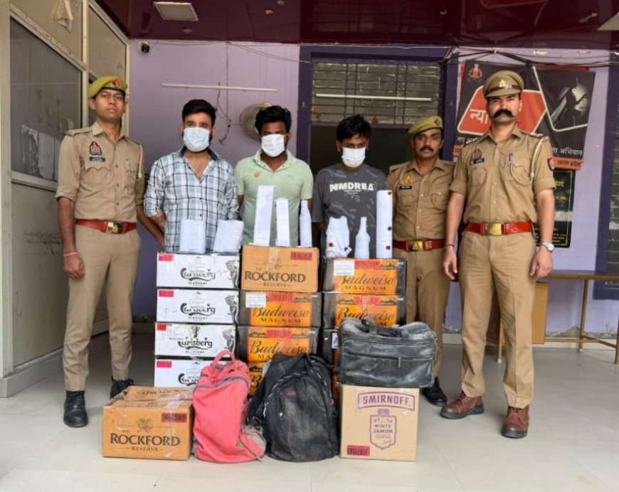 अवैध शराब बेचने वाले तीन आरोपी गिरफ्तार, करीब डेढ़ लाख की शराब बरामद